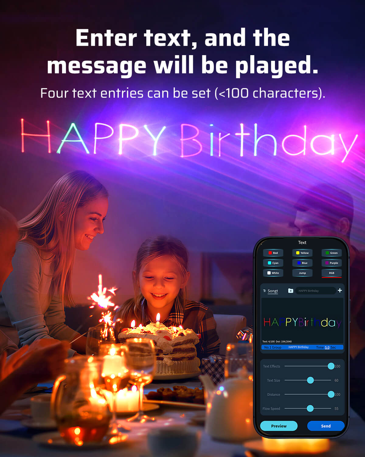 Ehaho 2400-002 APP Disco Lights Professional - 200+ 3D RGB Animation Beam Light Show, Hand Drawing, Custom Patterns, Sound Actived & DMX Sync for Party, Stage, Club