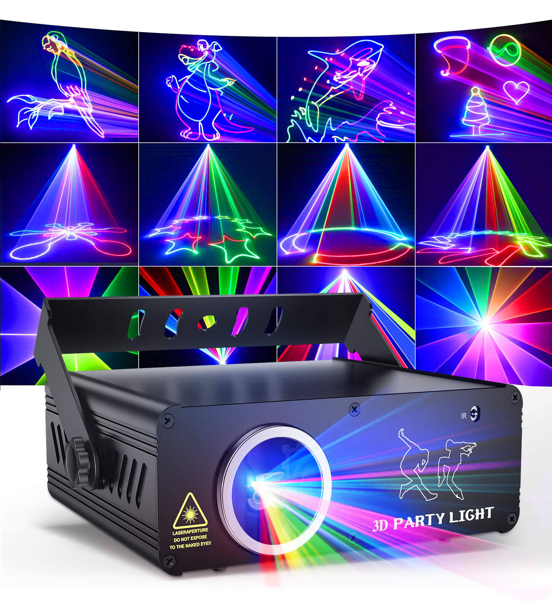 Ehaho 2400-002 APP Disco Lights Professional - 200+ 3D RGB Animation Beam Light Show, Hand Drawing, Custom Patterns, Sound Actived & DMX Sync for Party, Stage, Club