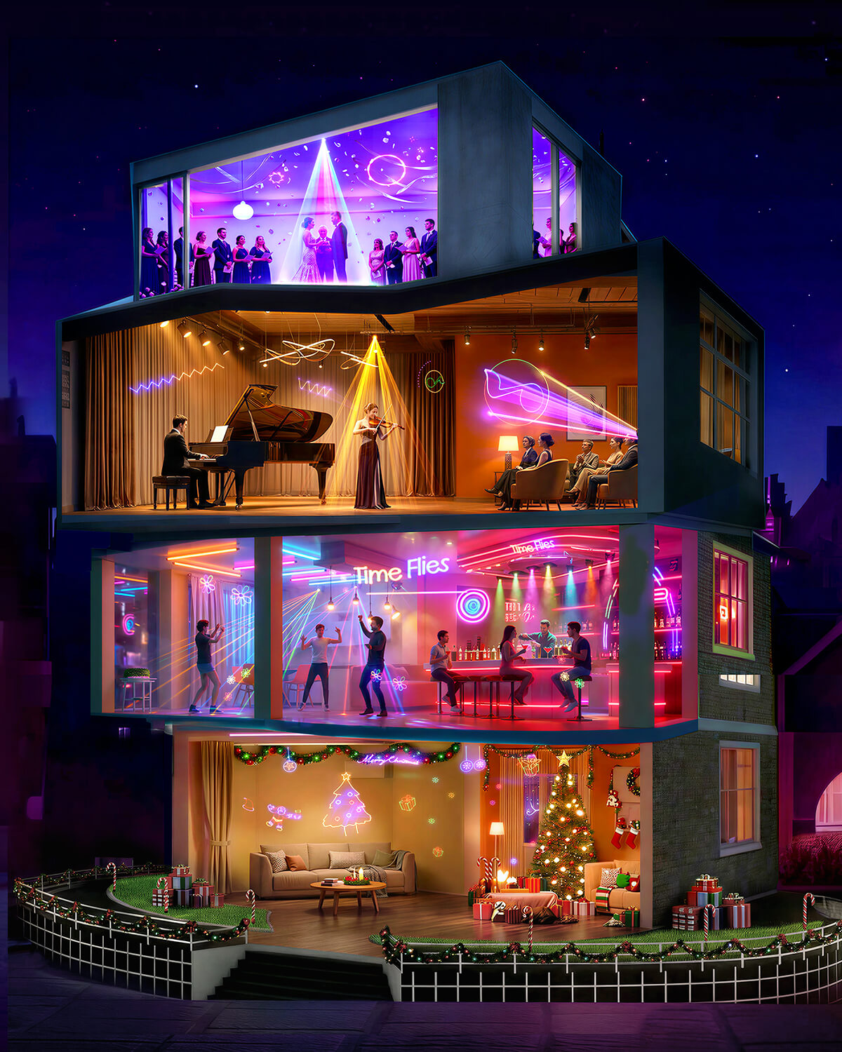 Ehaho 2400-002 APP Disco Lights Professional - 200+ 3D RGB Animation Beam Light Show, Hand Drawing, Custom Patterns, Sound Actived & DMX Sync for Party, Stage, Club