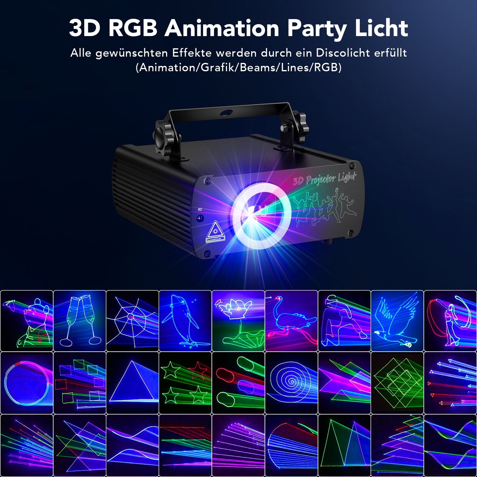 Ehaho L2600 3D Animated Disco Stage Lighting System, 20W RGB Multi-Pattern Projector, Sound Activated DMX512 Lights for Mobile DJ, Event, Club, Wedding