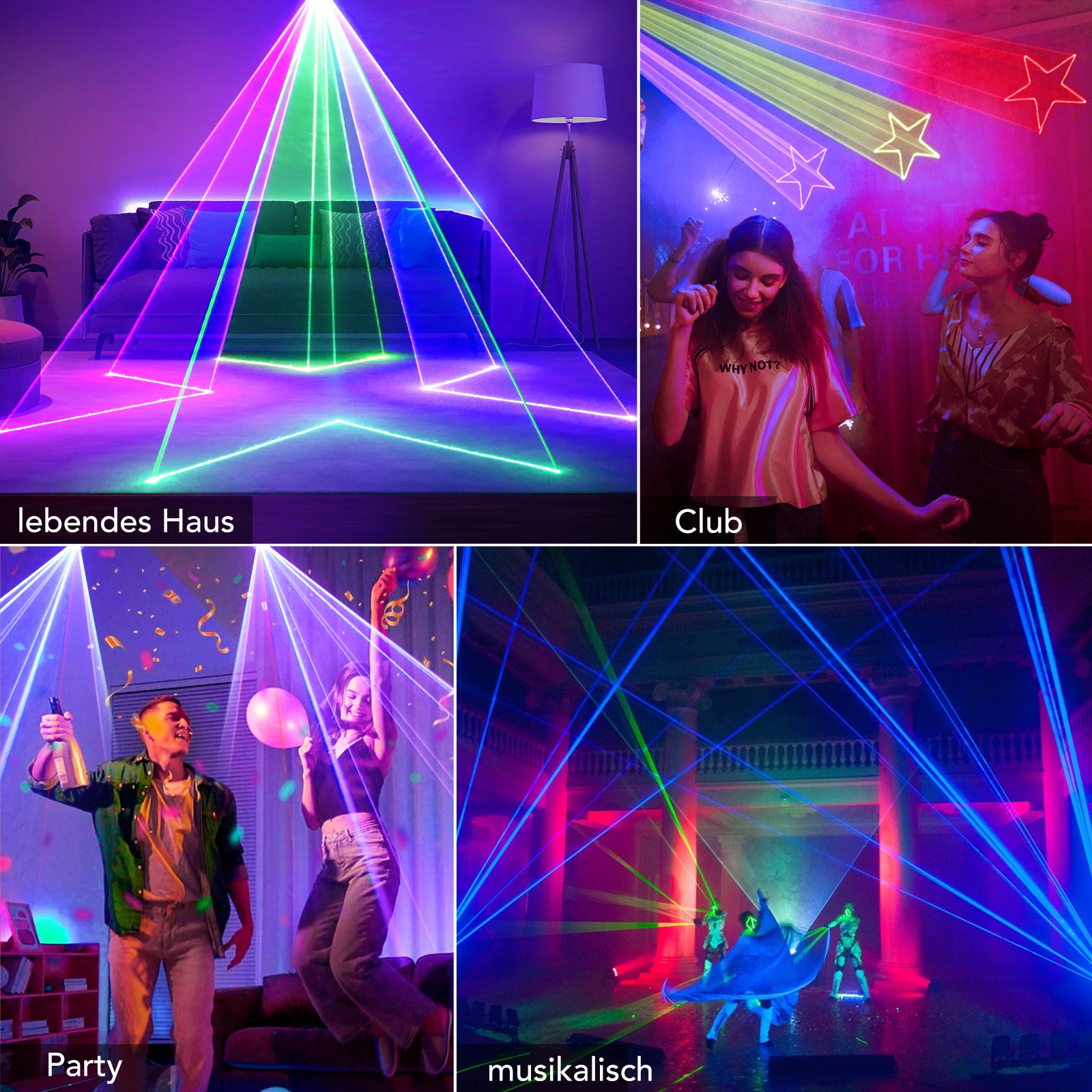 Ehaho L2600 3D Animated Disco Stage Lighting System, 20W RGB Multi-Pattern Projector, Sound Activated DMX512 Lights for Mobile DJ, Event, Club, Wedding