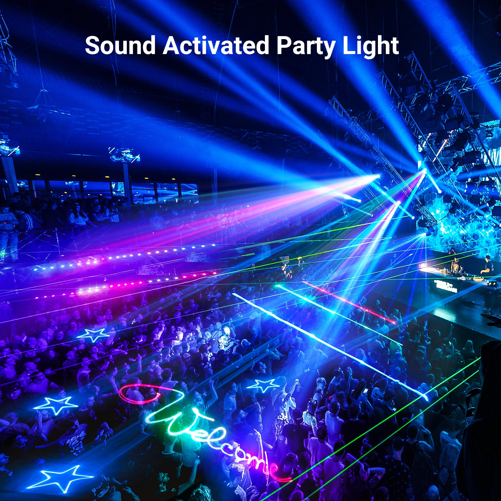 Ehaho L2600 3D Animated Disco Stage Lighting System, 20W RGB Multi-Pattern Projector, Sound Activated DMX512 Lights for Mobile DJ, Event, Club, Wedding