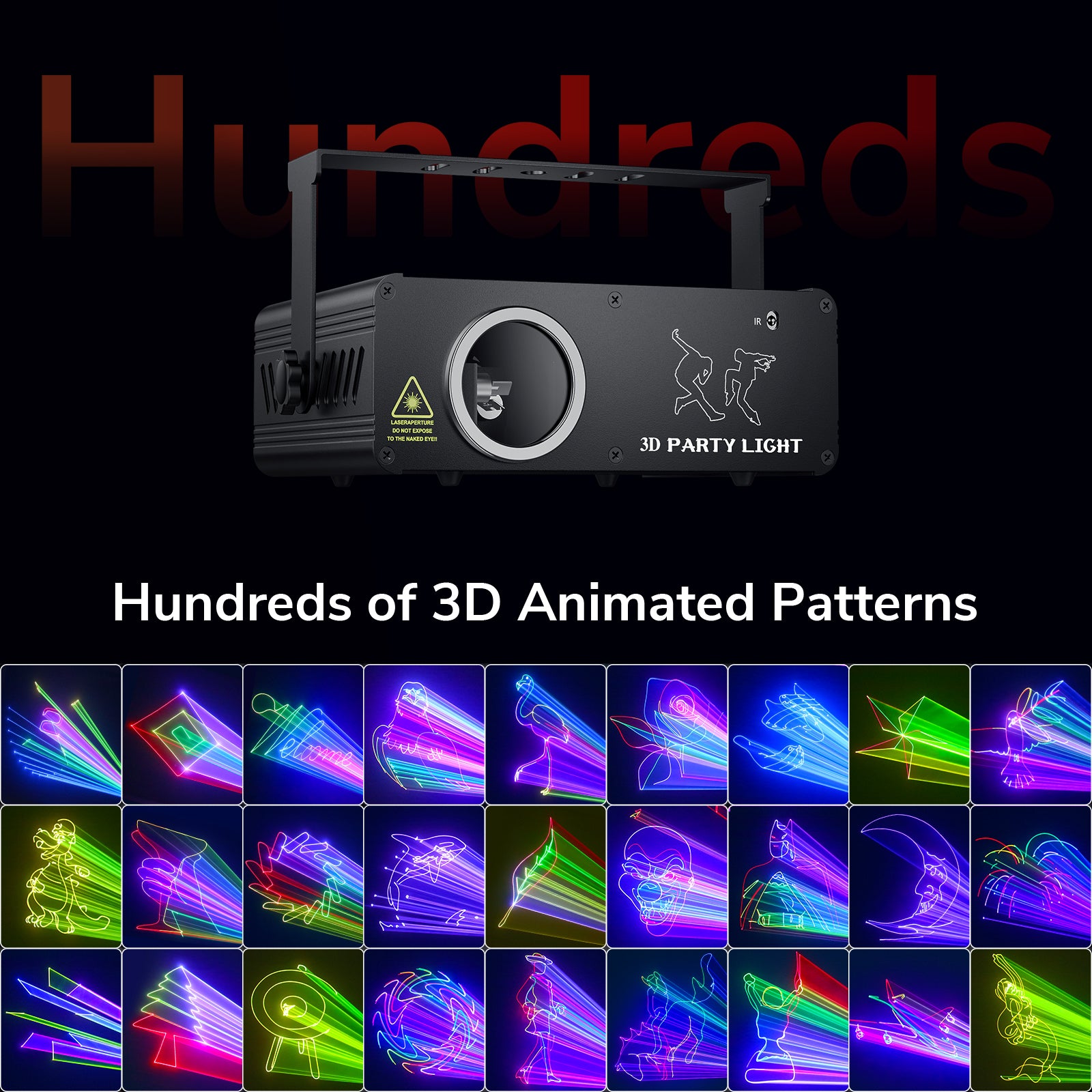 Ehaho L2400 3D Animation DJ Party Lights, DMX512 RGB Stage Lighting with Sound Activated & Remote Control, Animated Disco Light for Bar, Club, Wedding