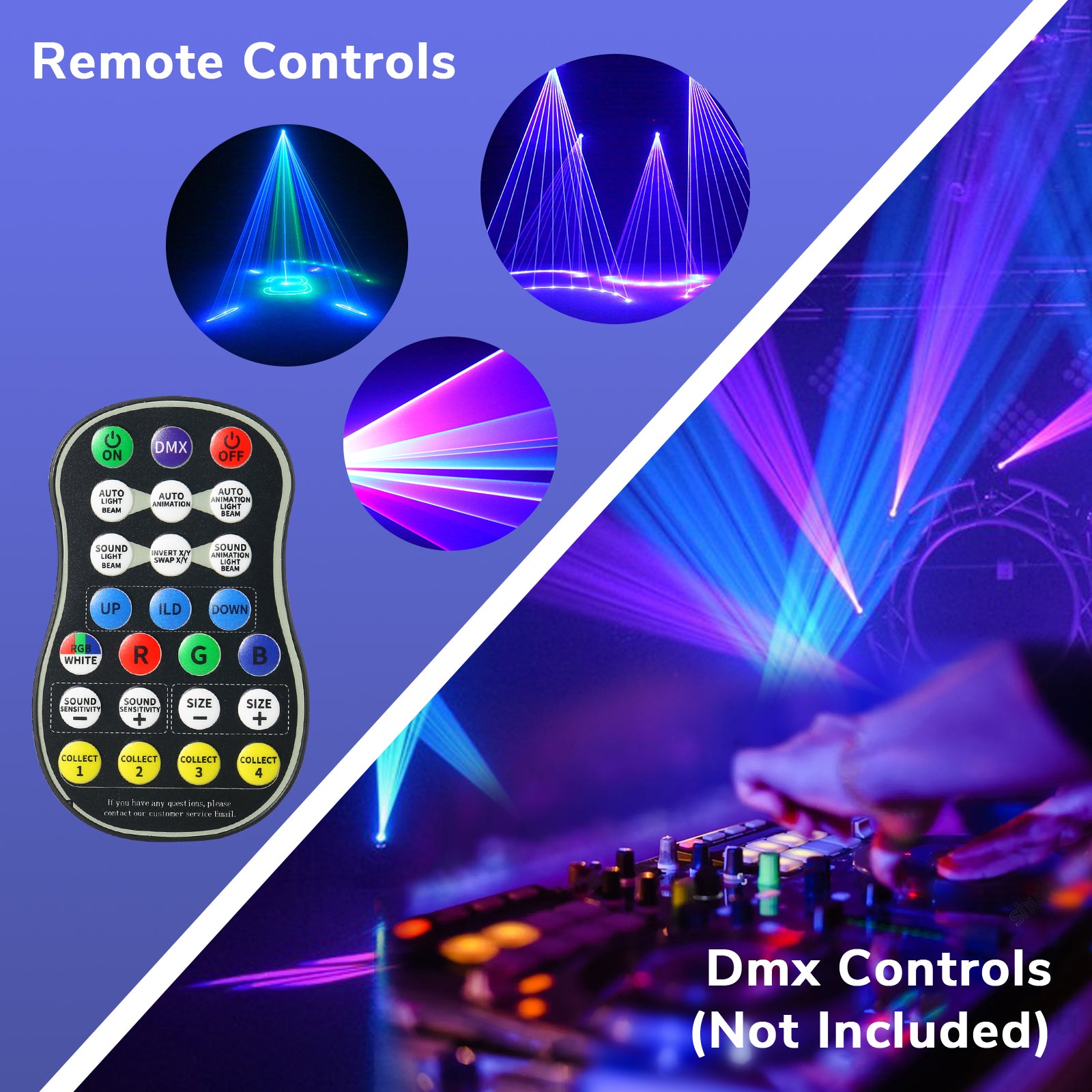Ehaho L2400 3D Animation DJ Party Lights, DMX512 RGB Stage Lighting with Sound Activated & Remote Control, Animated Disco Light for Bar, Club, Wedding