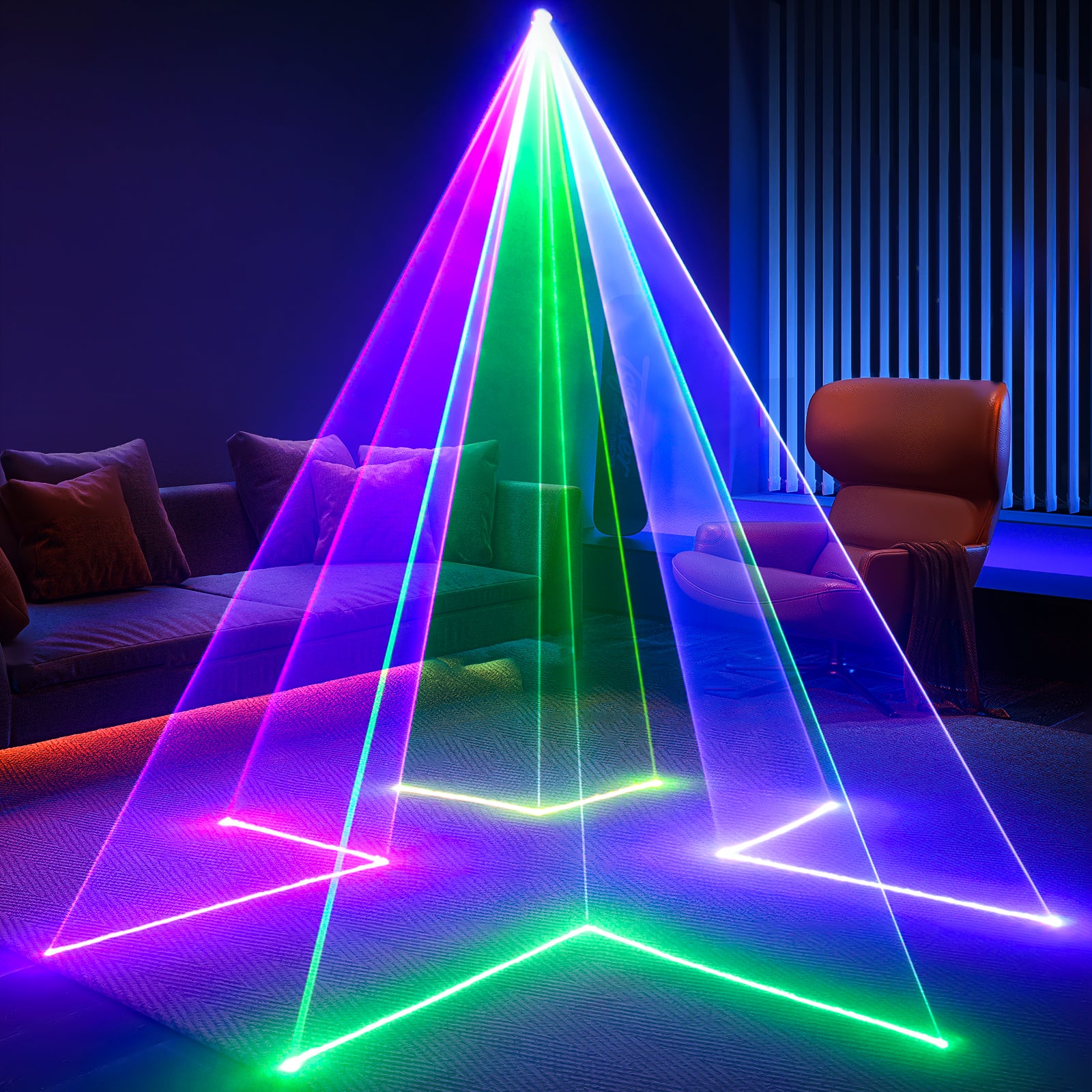 Ehaho L2400 3D Animation DJ Party Lights, DMX512 RGB Stage Lighting with Sound Activated & Remote Control, Animated Disco Light for Bar, Club, Wedding