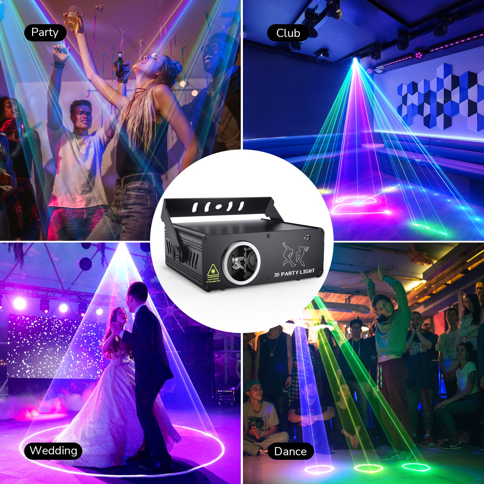 Ehaho L2400 3D Animation DJ Party Lights, DMX512 RGB Stage Lighting with Sound Activated & Remote Control, Animated Disco Light for Bar, Club, Wedding