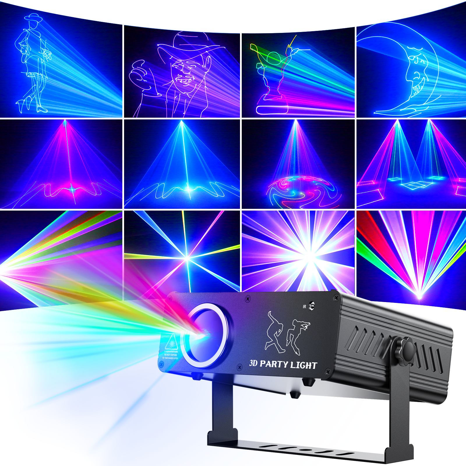 Ehaho L2400 3D Animation DJ Party Lights, DMX512 RGB Stage Lighting with Sound Activated & Remote Control, Animated Disco Light for Bar, Club, Wedding