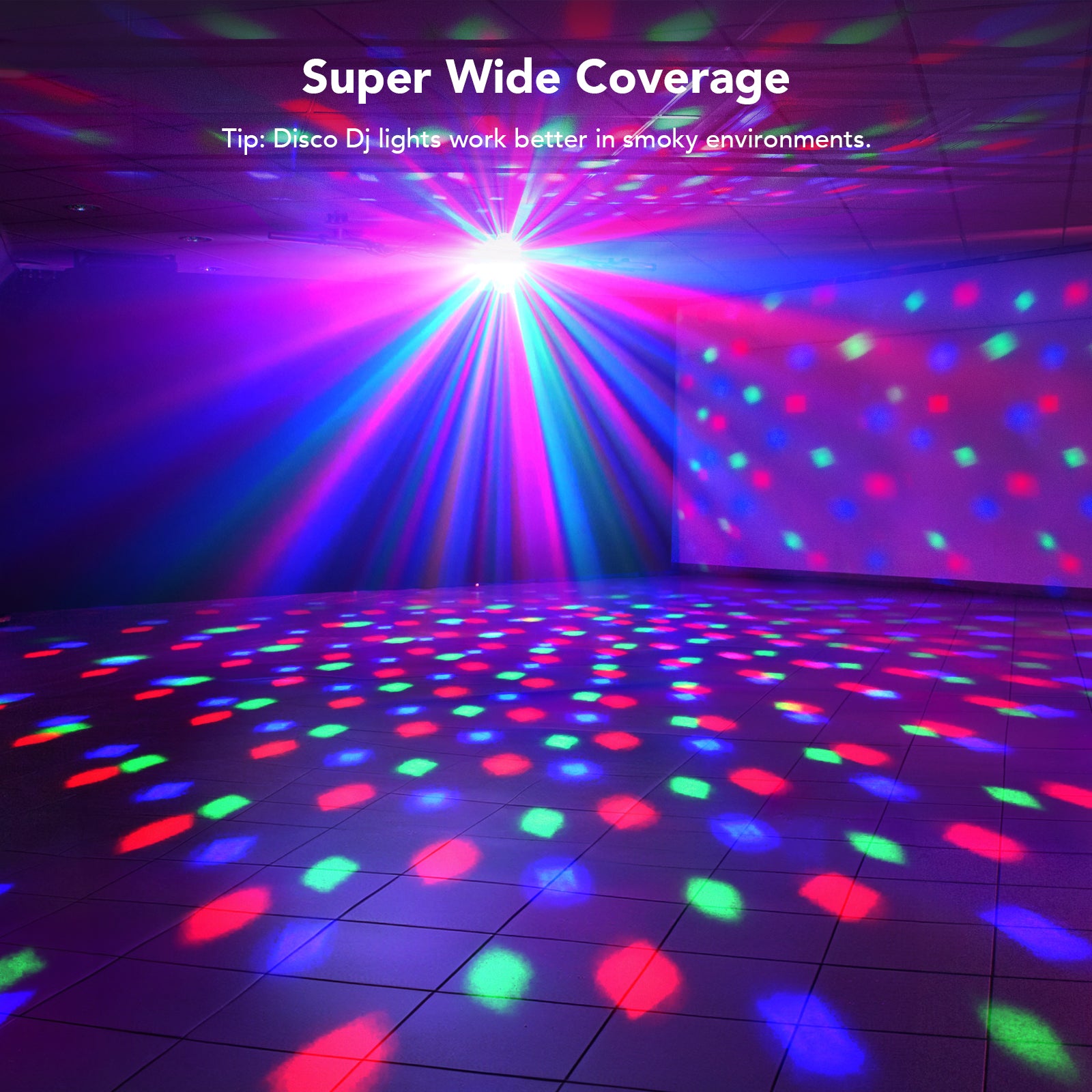 Ehaho L2500 4-in-1 Disco Lights, DMX Sound Activated Stage Light with RGB & UV Strobe, Rotating Snowflake Effects for DJ Party Bar Club