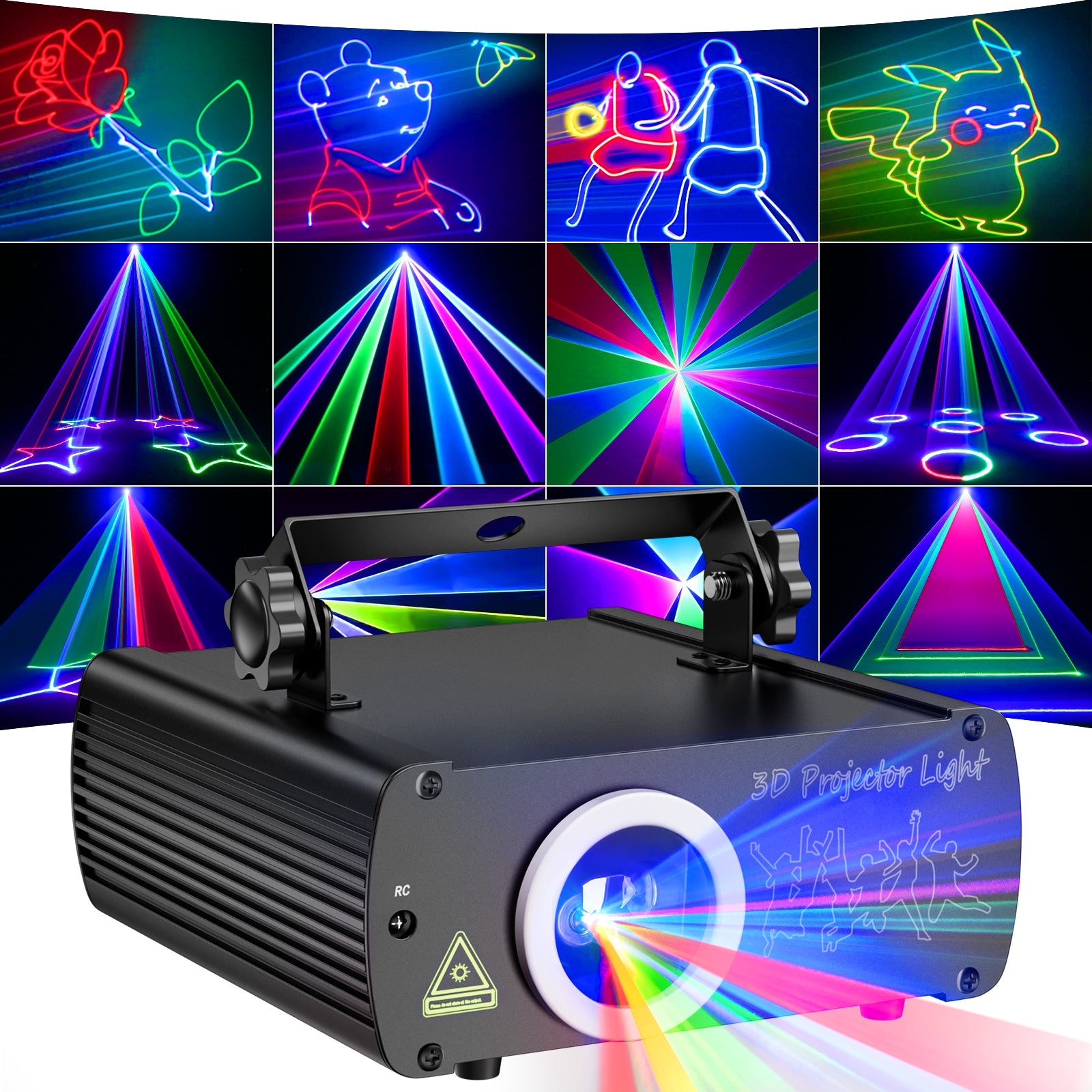 Ehaho L2600 3D Animated Disco Stage Lighting System, 20W RGB Multi-Pattern Projector, Sound Activated DMX512 Lights for Mobile DJ, Event, Club, Wedding