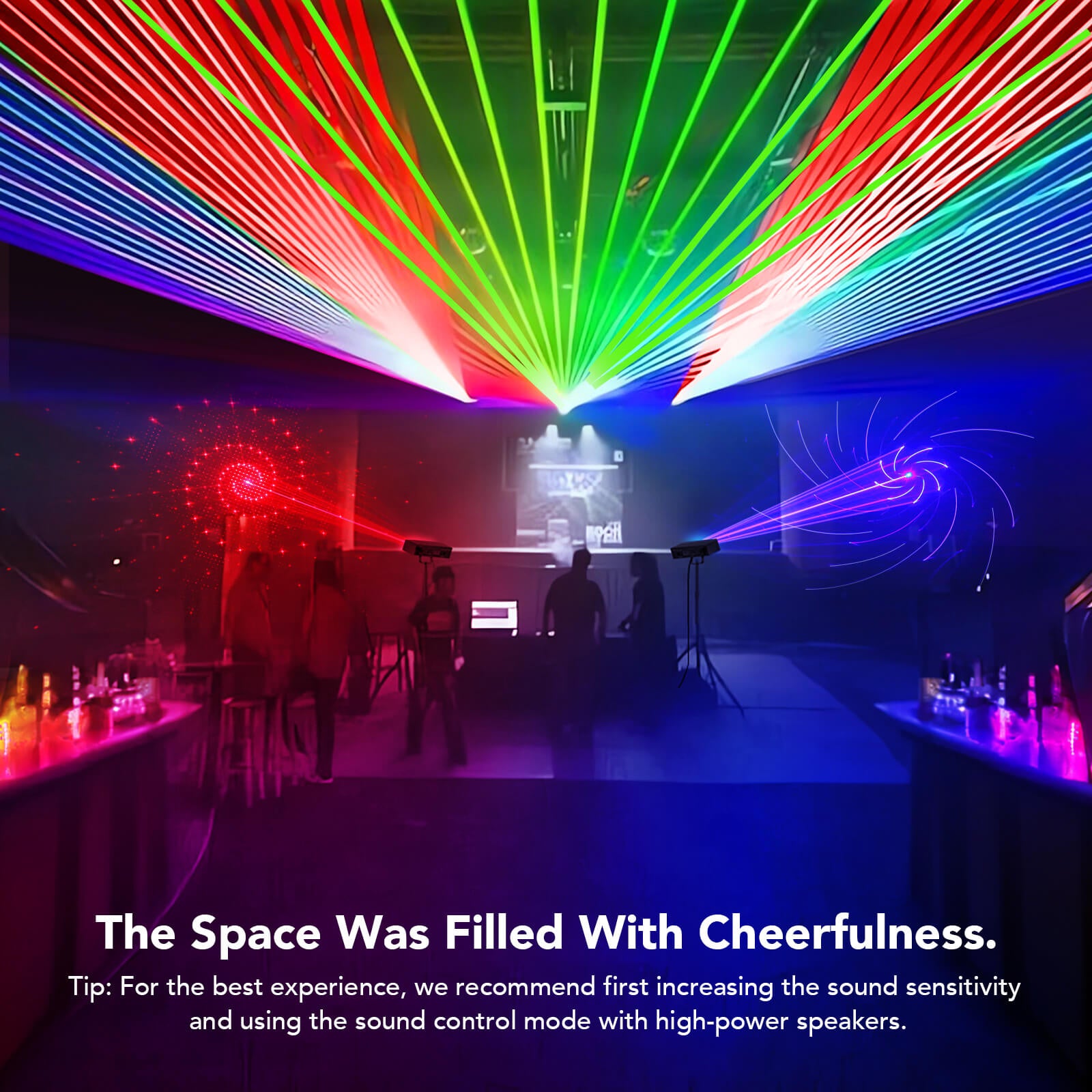 Ehaho L2500 4 in 1 Disco Lights with Stand | Sound Activated Disco Lighting Kit, RGB & UV Strobe, Rotating Snowflake Effects, DMX512 | Adjustable Tripod for Party, Bar, Club, Wedding
