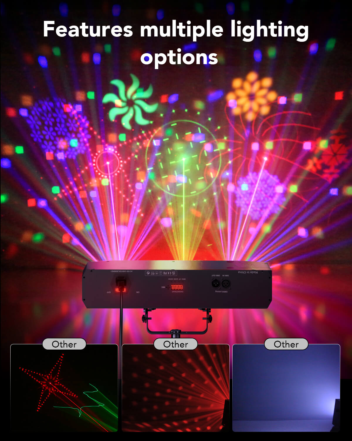 Ehaho 7-in-1 Disco Lights, DMX Sound Activated Stage Light with Rotating Disco Ball Effect, RGB+UV Strobe for Party Club