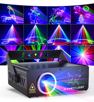 Ehaho 2400-002 APP Disco Lights Professional - 200+ 3D RGB Animation Beam Light Show, Hand Drawing, Custom Patterns, Sound Actived & DMX Sync for Party, Stage, Club