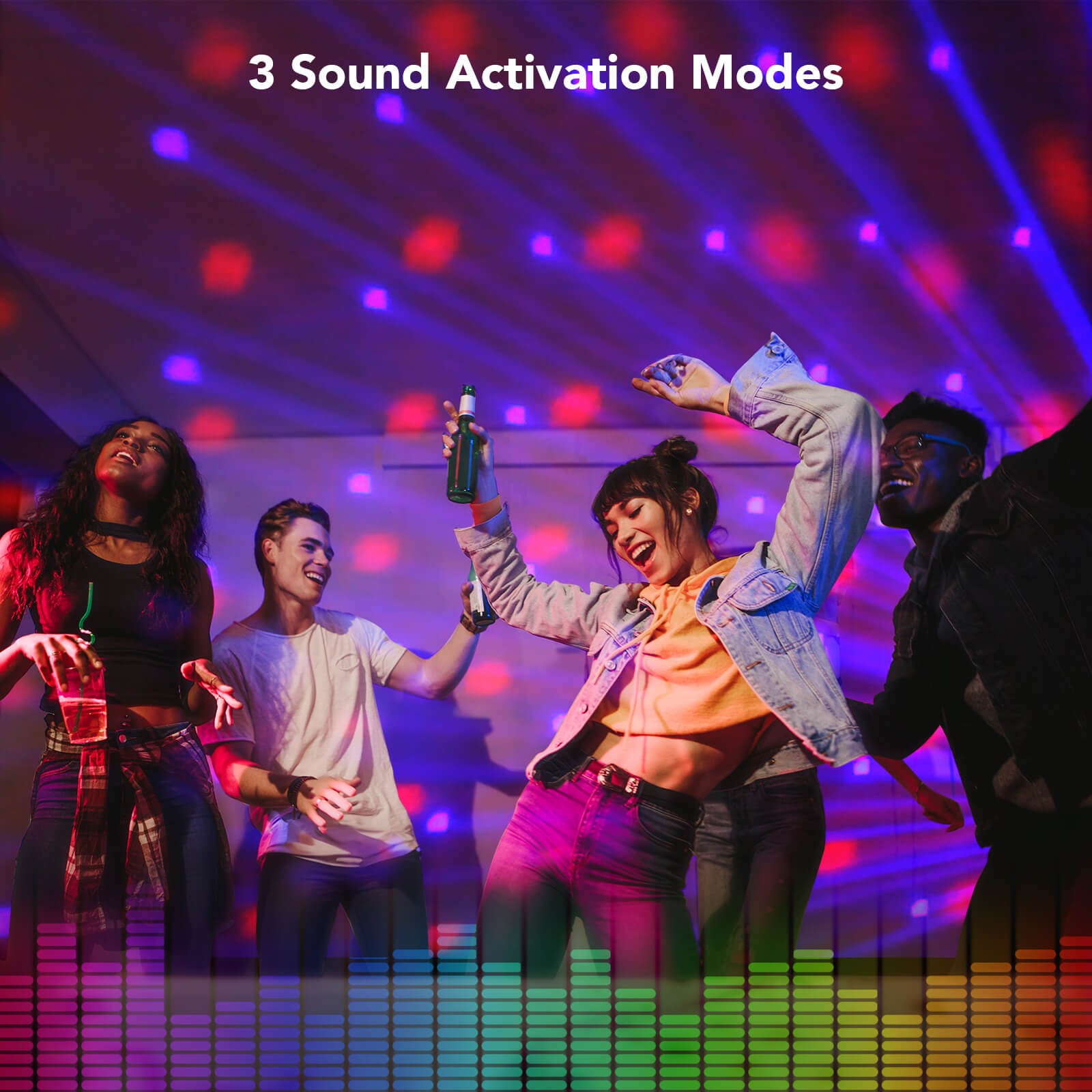 Ehaho L2500 4 in 1 Disco Lights with Stand | Sound Activated Disco Lighting Kit, RGB & UV Strobe, Rotating Snowflake Effects, DMX512 | Adjustable Tripod for Party, Bar, Club, Wedding
