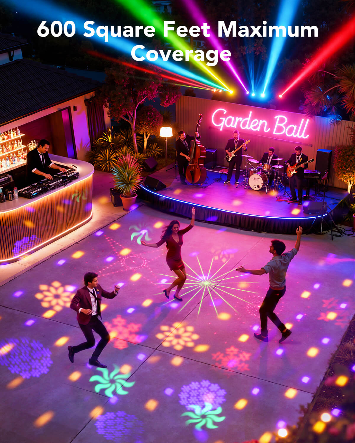 Ehaho 7-in-1 Disco Lights, DMX Sound Activated Stage Light with Rotating Disco Ball Effect, RGB+UV Strobe for Party Club