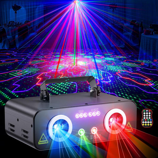 Ehaho L2800 Dual-Lens Disco Stage Lighting System, 5-in-1 RGB+UV